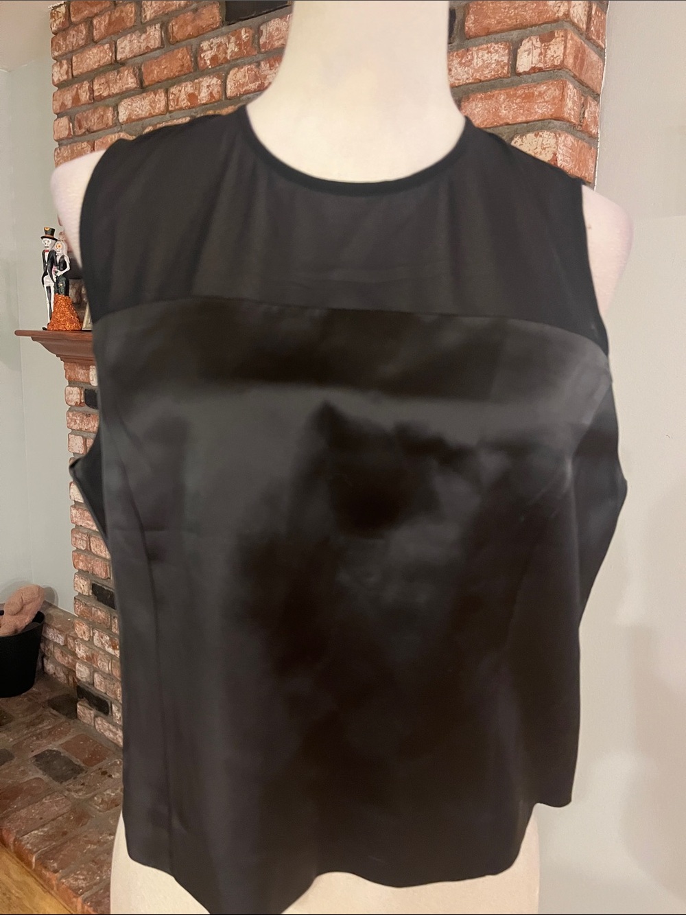 French Connection Black Sleeveless Satin Shell Blouse